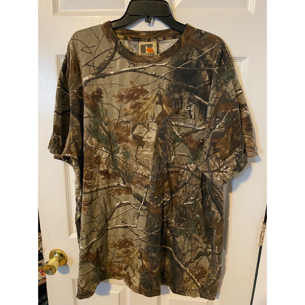 Russell Outdoors Explorer Camo Pocket T-Shirt Mens 3XL Real Tree Camouflage Tee